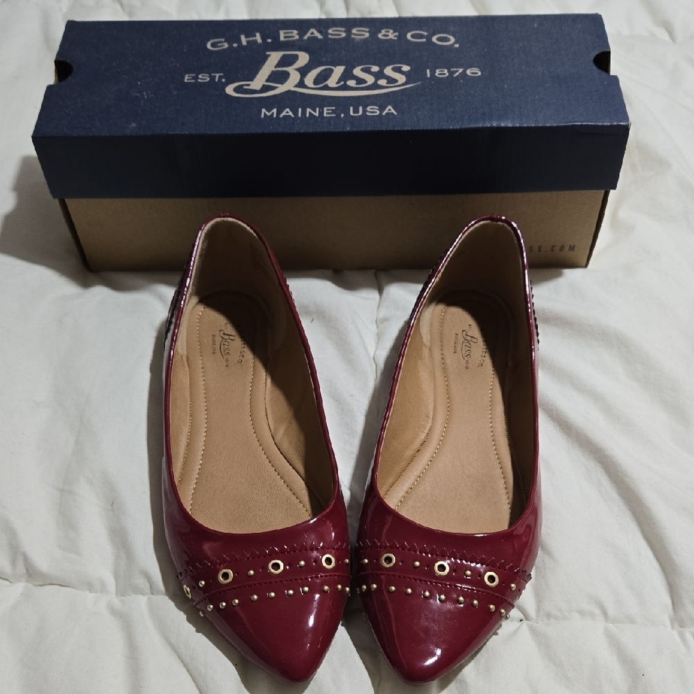 G.H. Bass & Co. Red Flats with Perforated Detailing